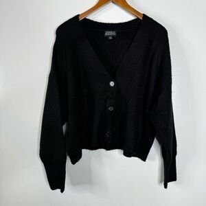 Danielle Bernstein Black Oversized Cropped Cardigan Size Large
